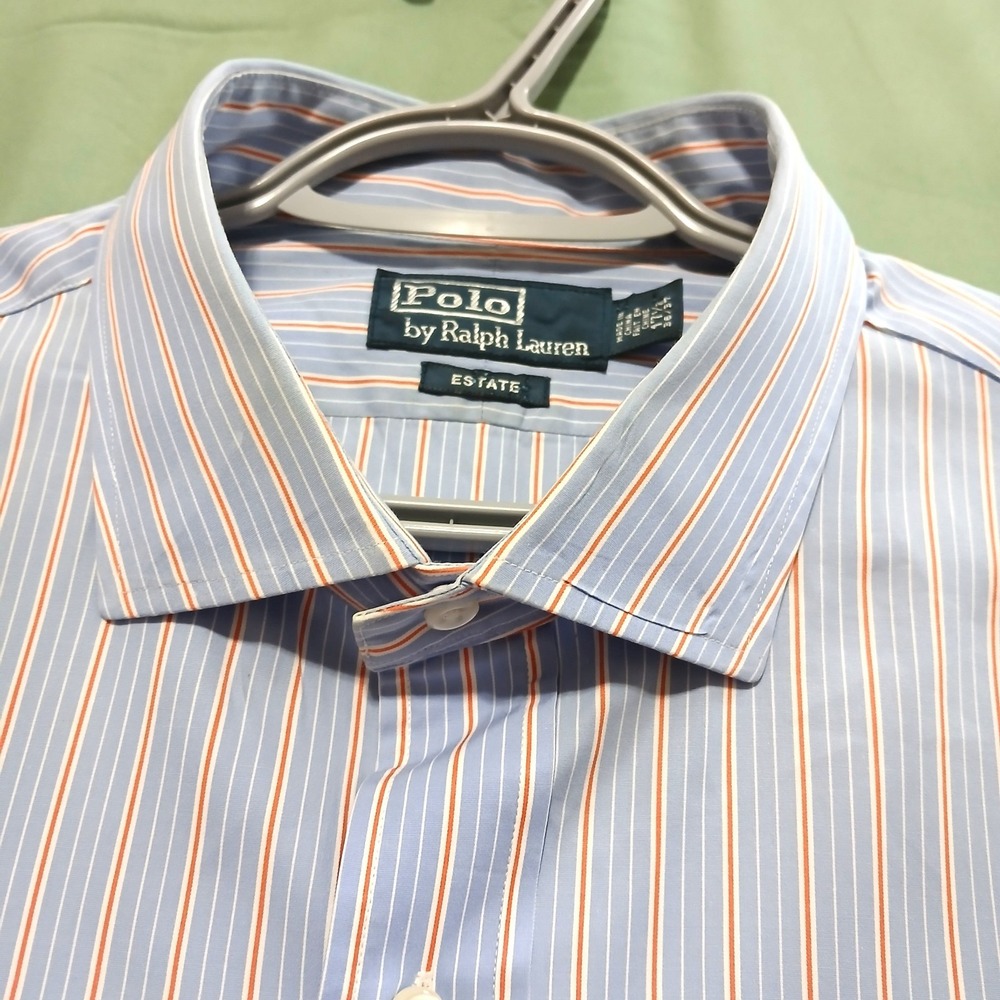 Polo Ralph Lauren Estate Dress Shirt Men 17.5 36/37 Blue Cotton Long Sleeve NWOT